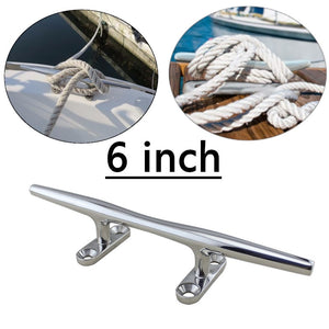 New 1 pcs 6" Heavy Duty Boat Hollow Base Cleat high quality Stainless Steel Top Mirror Polished Boat Cleats marine accessories