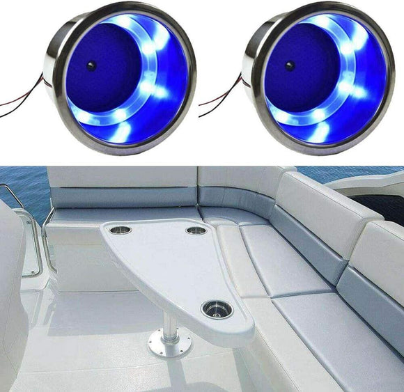 2 Cup Drink Holders with 12V LED Built-in - Stainless Steel