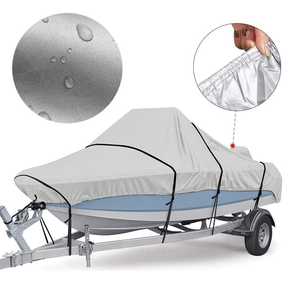 Adjustable Reflective 5 Sizes Boat Cover 300D Oxford Fabric Outdoor Protection Waterproof Anti-Smashing Tear Proof Fit Bass Boat