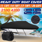 Black - Boat Cover Anti-UV Waterproof Heavy Duty 210D 420D Trailerable