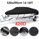 Black - Boat Cover Anti-UV Waterproof Heavy Duty 210D 420D Trailerable