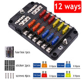 Fuse Box Holder For Car Boat With 6 Way 12 Way Blade Fuse Holder Block 12V 24V Power Panel Board Camper RV Accessories