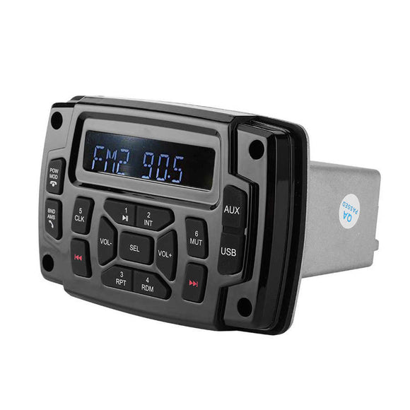 Waterproof IP66 Stereo Radio 12V Stereo Receiver for Marine Boat with Front USB Input Am/Fm Audio Source Auxiliary Input Output