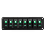 Waterproof 8 Gang Rocker Switch Panel Kit 12V 24V Circuit Breaker Green/Blue/Red/Orange LED