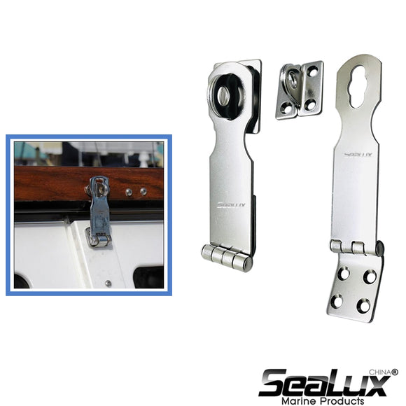 Sealux Swivel Eye Locking Safety Hasp Latch Fixed Plate Stainless Steel 304 for Boat Yacht Fishing Marine Accessory