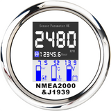NMEA 2000 Multi-functional 4 in 1 Gauge 85mm Digital Tachometer Voltmeter Water Temp Oil Pressure gauge 0~10Bar With Alarm 9-32V