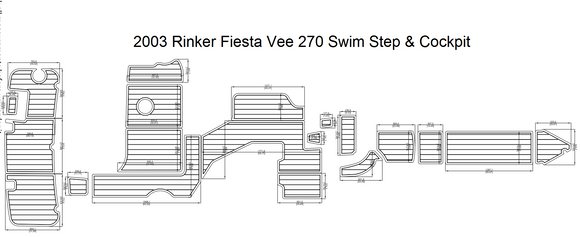 2003 Rinker Fiesta Vee 270 Swim Step & Cockpit FOAM Teak Decking 1/4