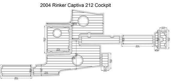 2004 Rinker Captiva 212 Cockpit Pad FOAM Teak Decking 1/4