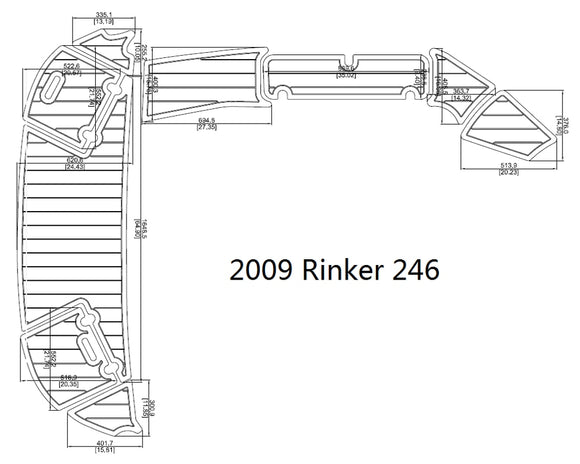 2009 Rinker 246 Swim Platform & Transom FOAM Teak Decking 1/4