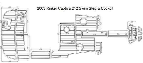 2003 Rinker Captiva 212 Swim Step & Cockpit FOAM Teak Decking 1/4