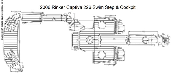2006 Rinker Captiva 226 Swim Step & Cockpit FOAM Teak Decking 1/4