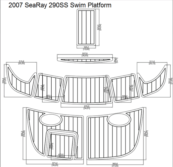 2007 Sea Ray 290SS Swim Platform FOAM Teak Decking 1/4
