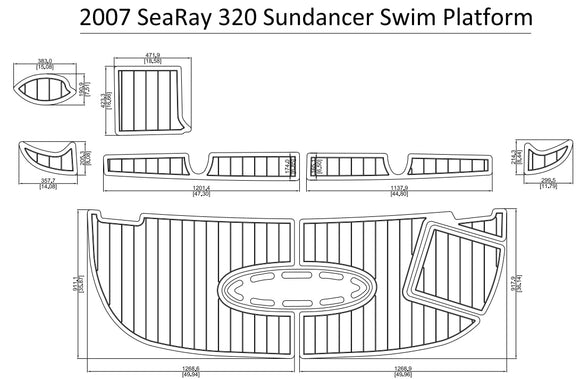 2007 Sea Ray 320 Sundancer Swim Platform FOAM Teak Decking 1/4