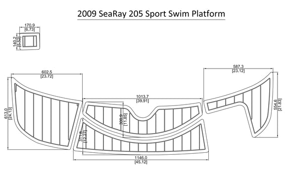 2009 Sea Ray 205 Sport Swim Platform Pad Boat EVA Teak Decking 1/4