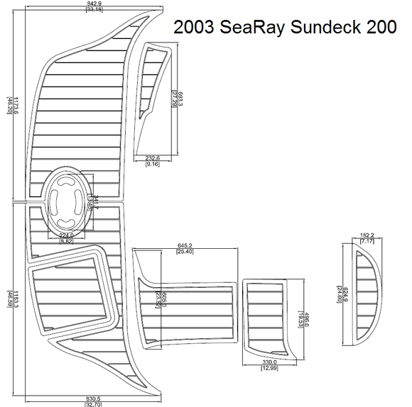 2003 Sea Ray Sundeck 200 Swim Step Pad Boat EVA Teak Decking 1/4