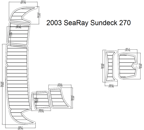 2003 Sea Ray Sundeck 270 Swim Step Pad Boat EVA Teak Decking 1/4