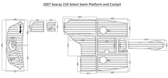2007 Sea Ray 220 Select Swim Platform and Cockpit FOAM Teak Decking 1/4