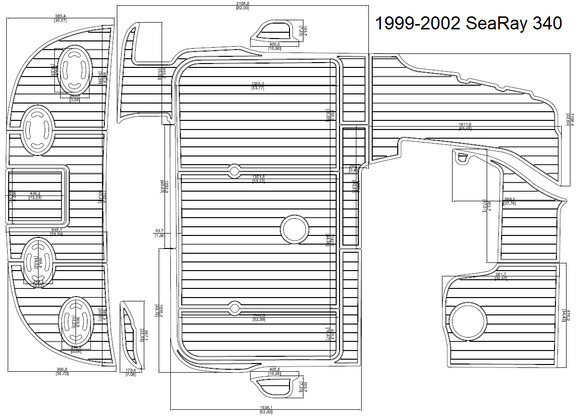 1999-2002 Sea Ray 340 Swim Step & Cockpit FOAMTeak Decking 1/4