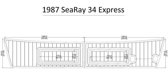 1987 Sea Ray 34 Express Swim Step FOAM Teak Decking 1/4