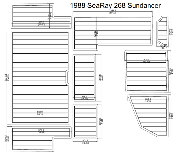 1988 Sea Ray 268 Sundancer Cockpit FOAM Teak Decking 1/4