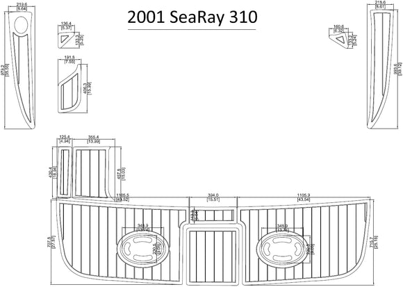 2001 Sea Ray 310 Swim Platform FOAM Teak Decking 1/4