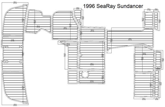 1996 Sea Ray Sundancer Swim Step & Cockpit Pad Boat EVA Teak Decking 1/4