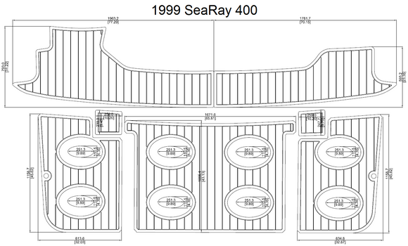 1999 Sea Ray 400 Swim Step FOAM Teak Decking 1/4