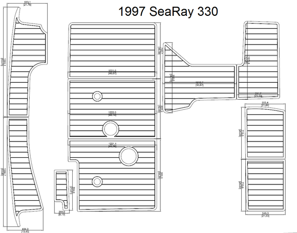 1997 Sea Ray 330 Swim Step & Cockpit FOAM Teak Decking 1/4