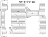 1997 Sea Ray 330 Swim Step & Cockpit FOAM Teak Decking 1/4" 6mm