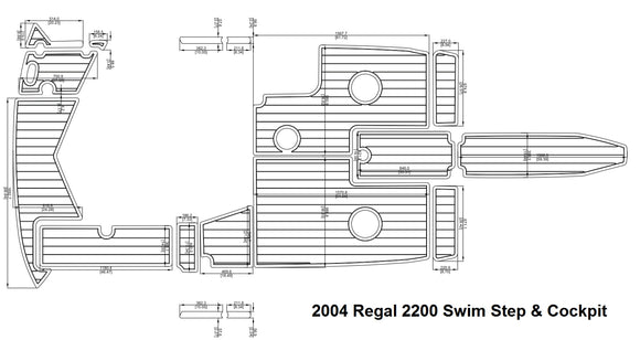 2004 Regal 2200 Swim Step & Cockpit FOAM Teak Decking 1/4