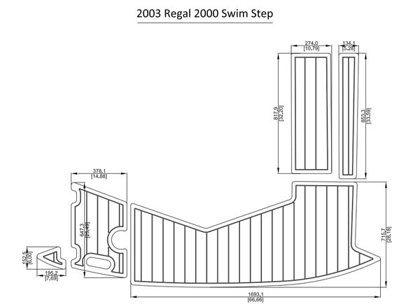 2003 Regal 2000 Swim Step FOAM Teak Decking 1/4
