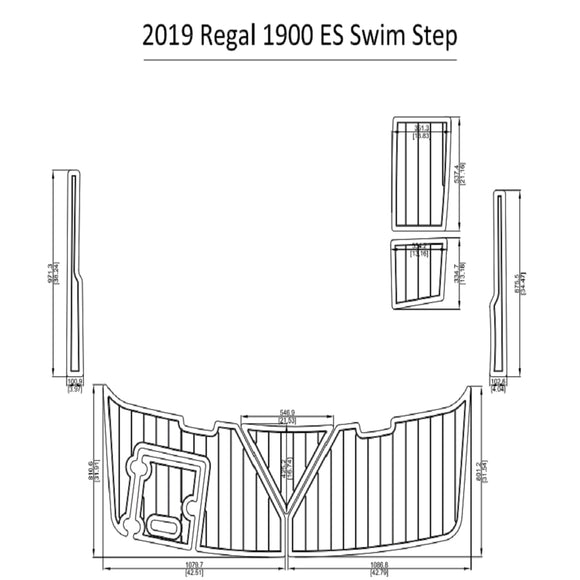 2019 Regal 1900 ES Swim Step FOAM Teak Decking 1/4