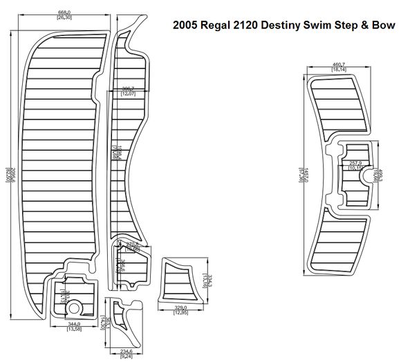 2005 Regal 2120 Destiny Swim Step & Bow FOAM Teak Decking 1/4
