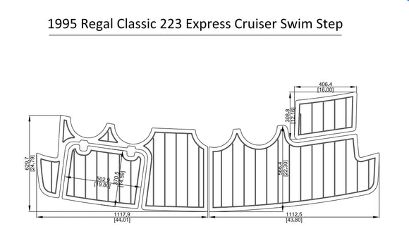 1995 Regal Classic 223 Express Cruiser Swim Step FOAM Teak Decking 1/4