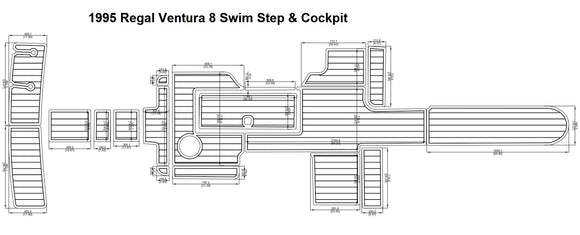 1995 Regal Ventura 8 Swim Step & Cockpit FOAM Teak Decking 1/4