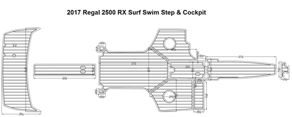 2017 Regal 2500 RX Surf Swim Step & Cockpit FOAM Teak Decking 1/4