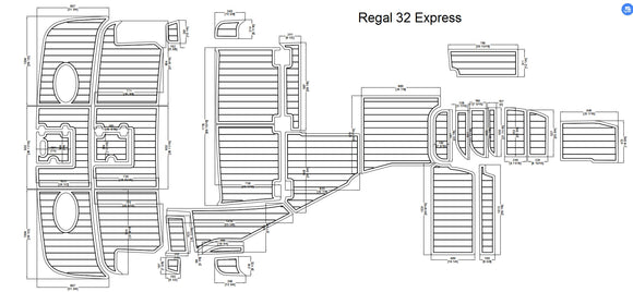 Regal 32 Express Swim Platform and Cockpit FOAM Teak Decking 1/4