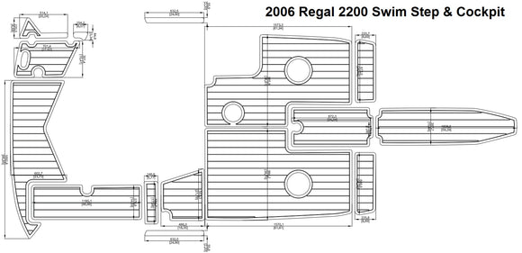 2006 Regal 2200 Swim Step & Cockpit FOAM Teak Decking 1/4