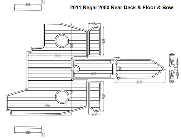 2011 Regal 2000 Rear Deck & Floor & Bow FOAM Teak Decking 1/4