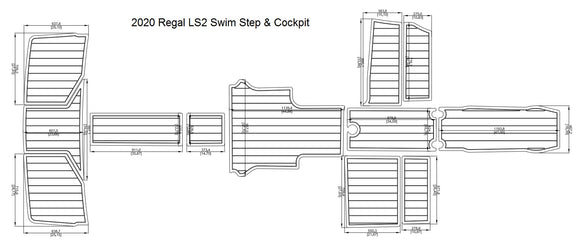2020 Regal LS2 Swim Step & Cockpit FOAM Teak Decking 1/4