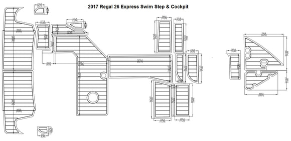 2017 Regal 26 Express Swim Step & Cockpit FOAM Teak Decking 1/4