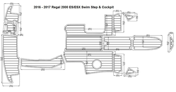 2016 - 2017 Regal 2000 ES/ESX Swim Step & Cockpit FOAM Teak Decking 1/4