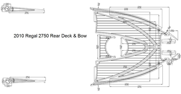 2010 Regal 2750 Rear Deck & Bow FOAM Teak Decking 1/4
