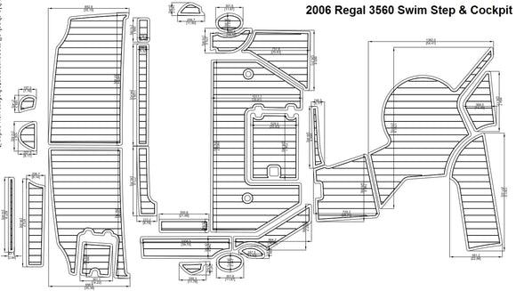 2006 Regal 3560 Swim Step & Cockpit FOAM Teak Decking 1/4