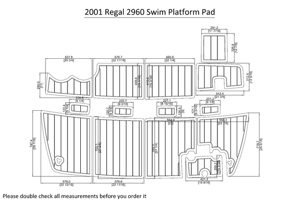 2001 Regal 2960 Swim Platform FOAM Teak Decking 1/4