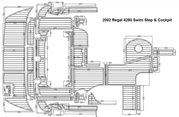 2002 Regal 4280 Swim Step & Cockpit FOAM Teak Decking 1/4