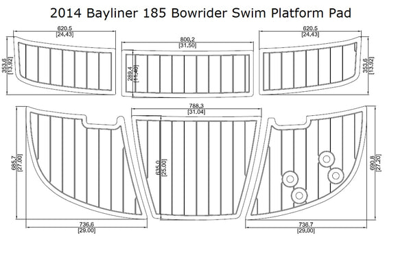 2014 Bayliner 185 Bowrider Swim Platform Pad Boat EVA Teak Decking 1/4