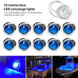 10 12V LED Stern Light Round LED Lights Blue