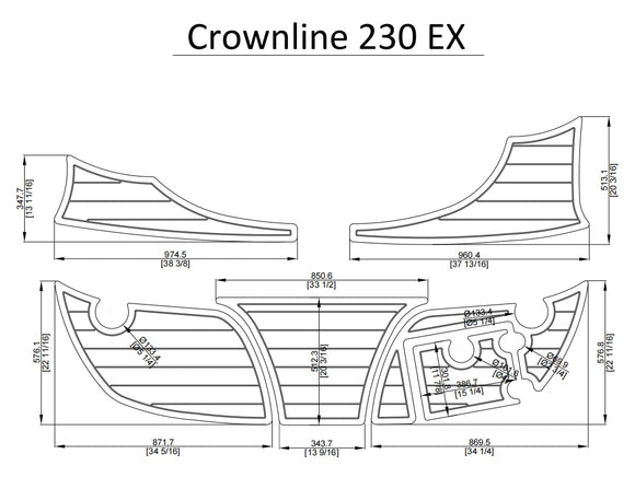 Crownline 230 EX Swim Platform Pads Boat EVA Teak Decking 1/4