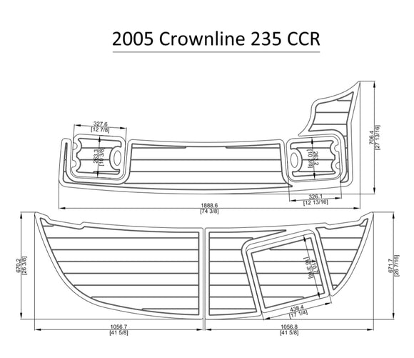 2005 Crownline 235 CCR Swim Platform Pads Boat EVA Teak Decking 1/4